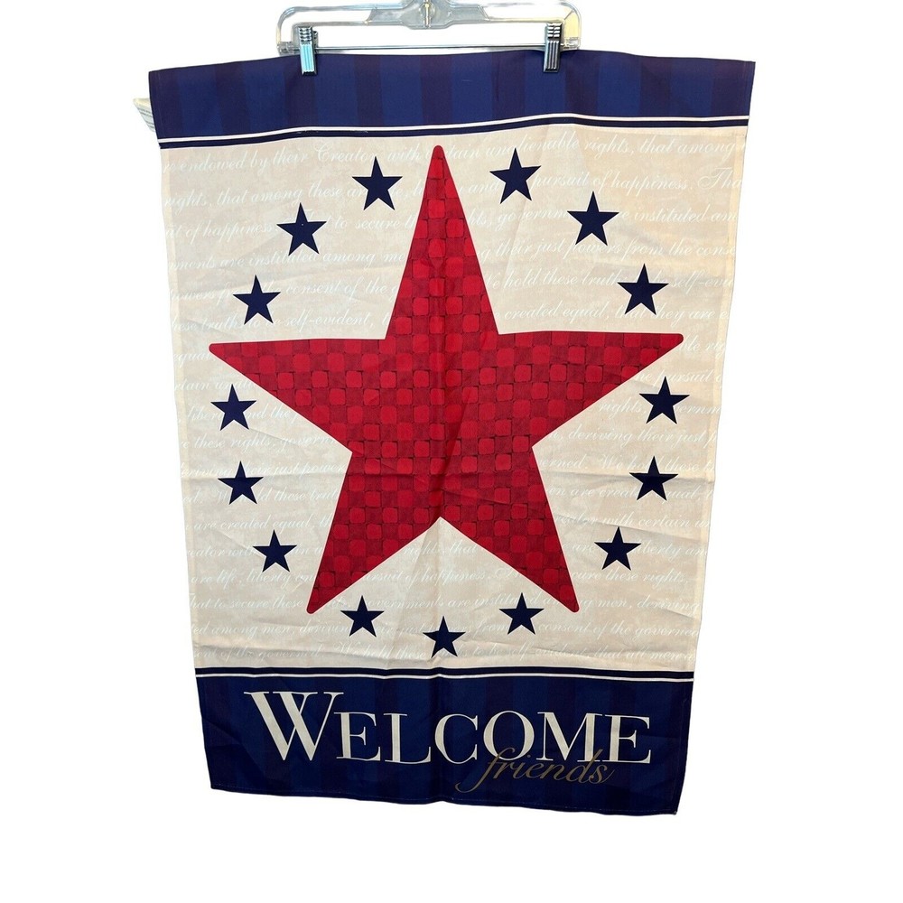 Welcome Star 4th of July Patriotic USA Garden House‎ Yard Flag